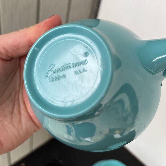 VTG Boontonware Melmac Teal Cups & Saucers Set Mid Century Modern 1950s - Picture 5 of 10
